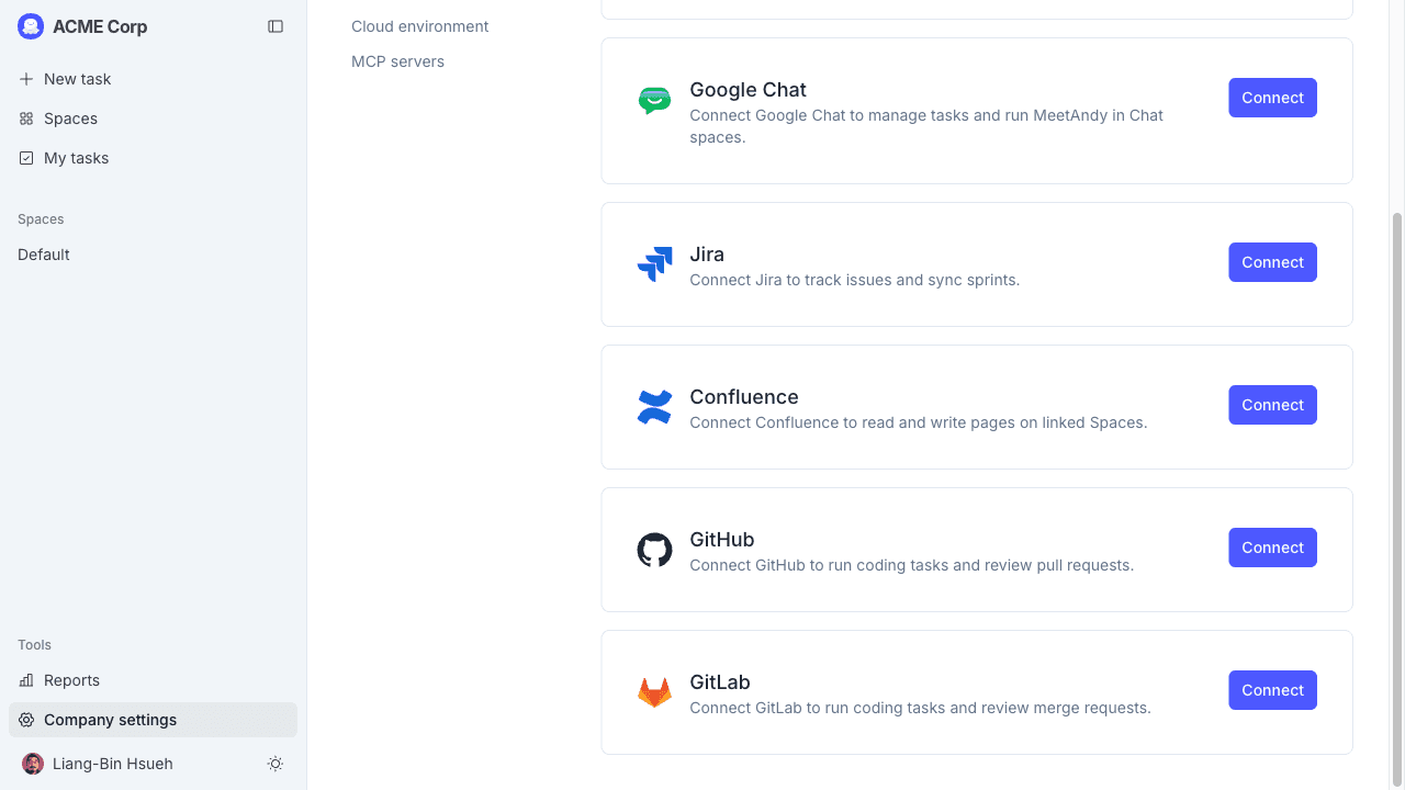 The GitLab card on the Integrations page, before connecting