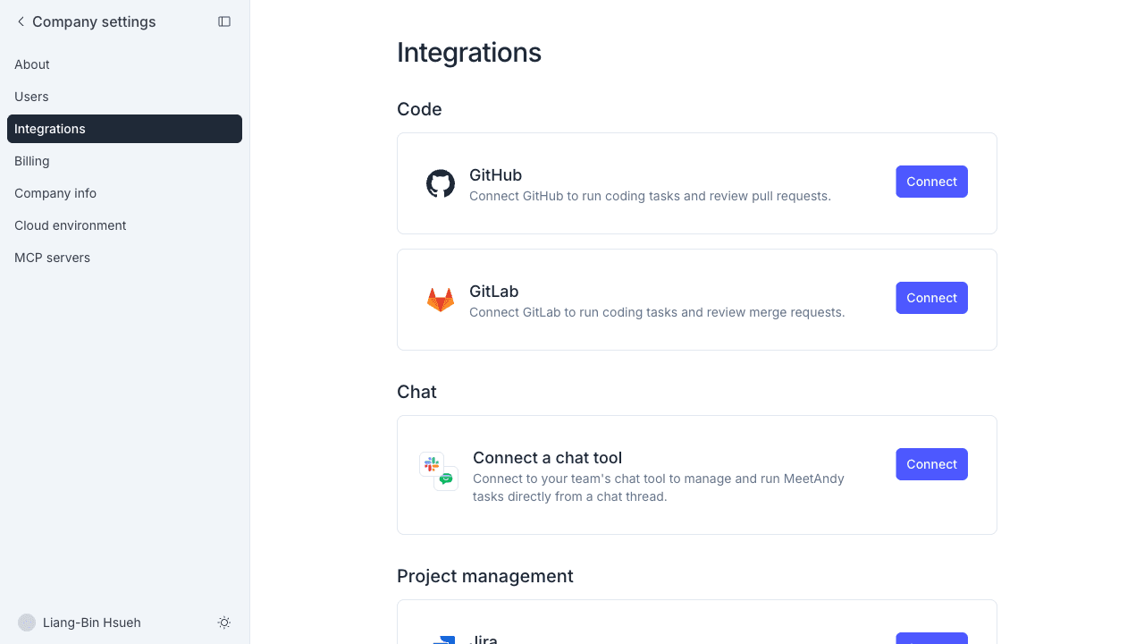 The GitLab card on the Integrations page, before connecting