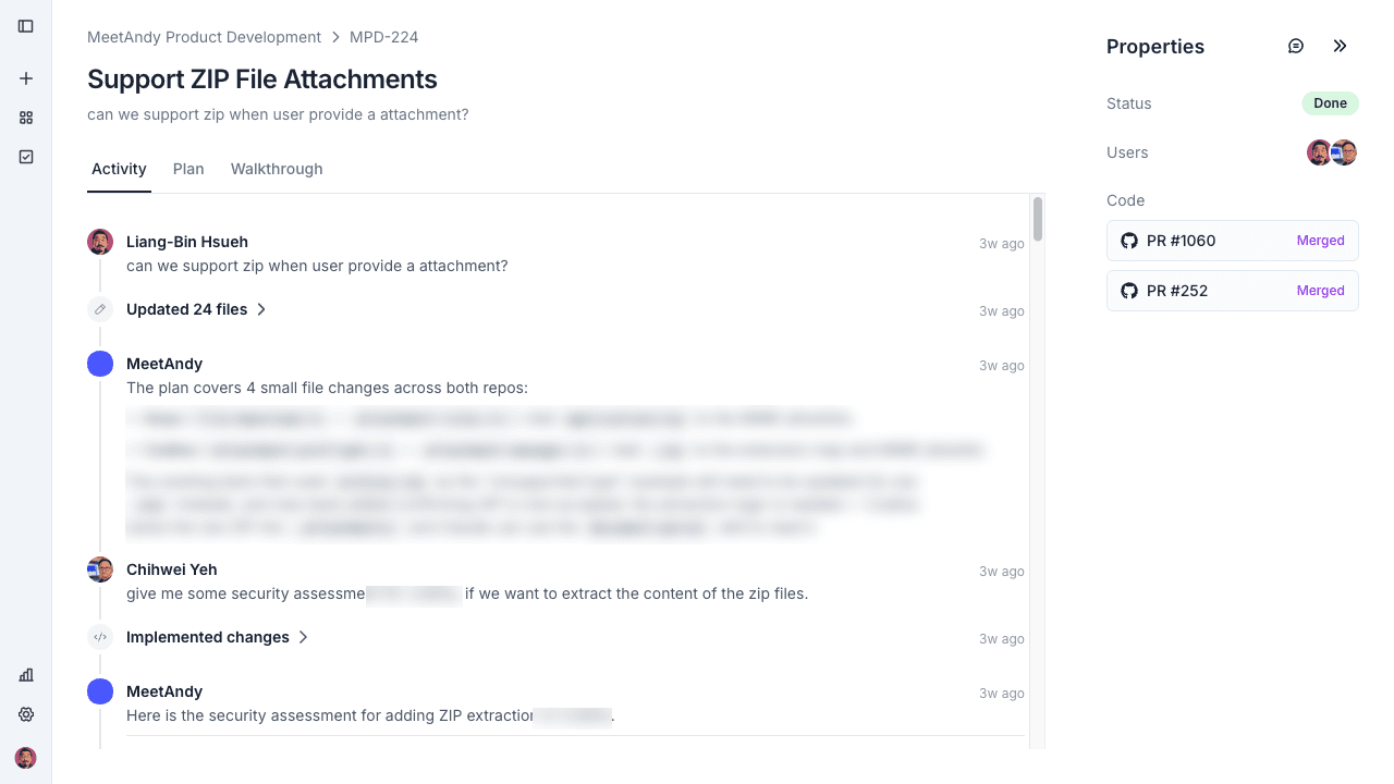 Task details page, Activity tab